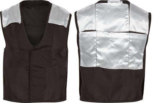 Inside-out view of the front + back of the vest, showing ice pocket locations.
